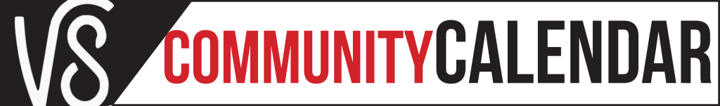 Logo featuring 'VS' and 'COMMUNITY CALENDAR' in bold, colorful text.